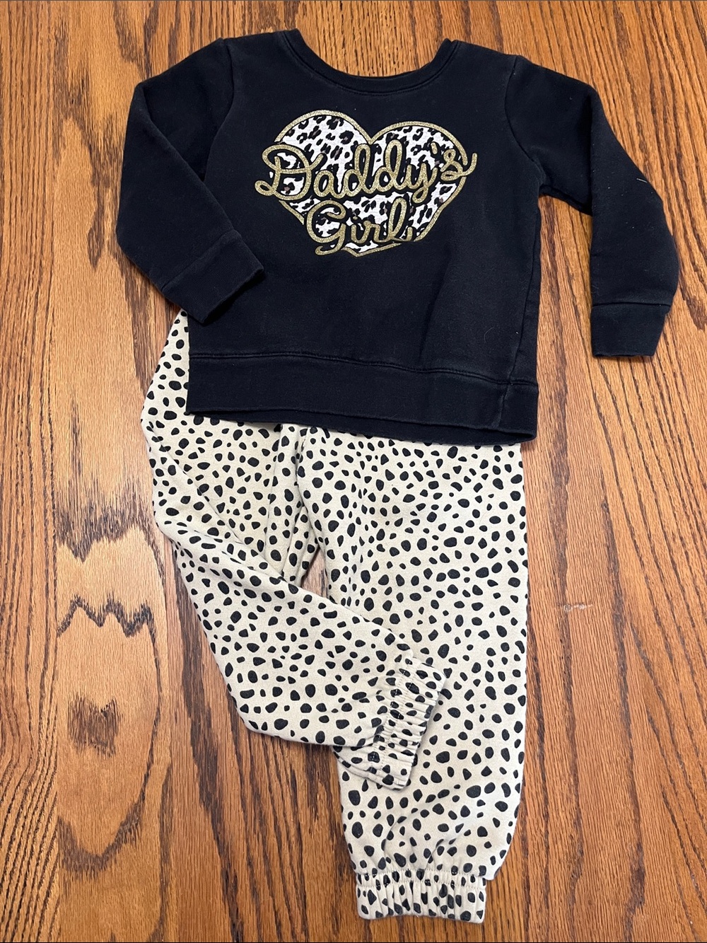 Garanimals Black Top with Cream & Black Spotted Leggings